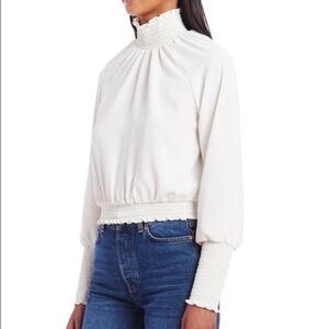 NWT Amanda Uprichard Bentley Top Ivory Smocked Long sleeve Size XS